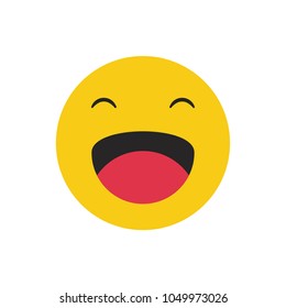 Emoji Face With closed eyes and laughing open mouth. Emoji vector illustration. 