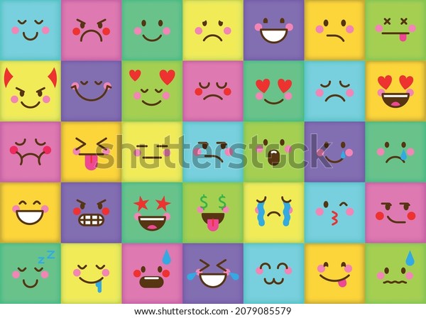 Emoji Face Emoticon Button Badge Color Stock Vector (Royalty Free ...