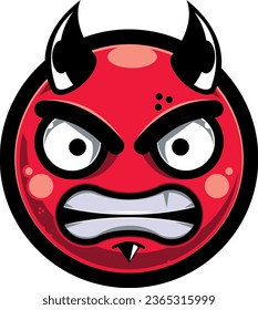 emoji face evil furius red vector ilustration 