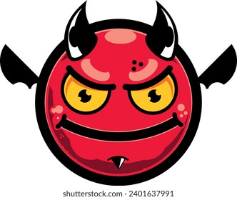 emoji face evil happy smile red vector ilustration