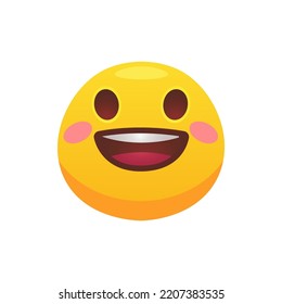 Emoji Gesicht flach Symbol für Web-Design. Cartoon-gelbe Emotionskreis Symbol lächeln, lachen und weinen einzelne Vektorgrafik. Das Gefühl des Ausdrucks und des Kommunikationskonzepts