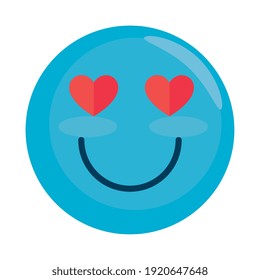 emoji face with hearts eyes social media icon vector illustration design