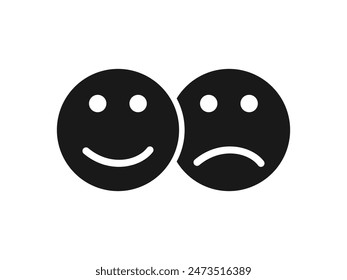 emoji face icon. sad and happy face mood vector 