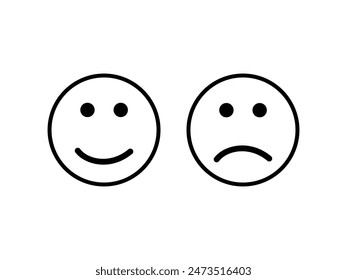 emoji face icon. sad and happy face mood vector 