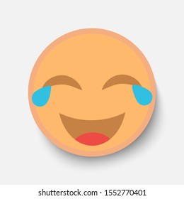Emoji face, illustration icon emotion, vector laugh, lol, strong laugh.