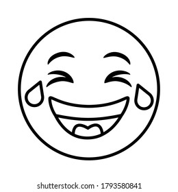 emoji face laughing classic line style icon vector illustration design