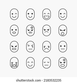 emoji face line icons set. on a white background. Vector icon