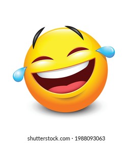 The emoji face lol laugh and crying, emoticon tear icon - isolated vector illustration