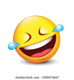 The emoji face lol laugh and crying, emoticon tear icon - isolated vector illustration