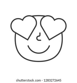 Emoji face love happy trendy flat line smile black and white. Vector illustration