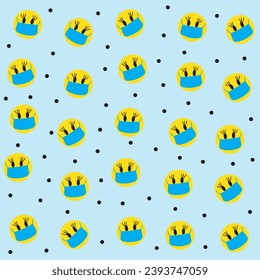 Emoji face mask pattern with face mask on blue background - Shutterstock ID 2393747059