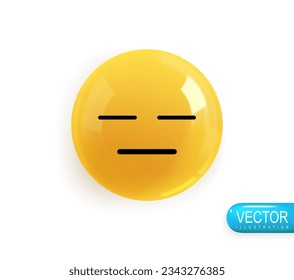 Emoji face offended. Emotion Realistic 3d Render. Icon Smile Emoji. Vector yellow glossy emoticons.