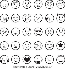 Emoji face outline emotion mood
