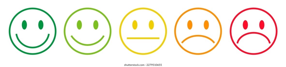 Emoji face outline icons design collection. Good and bad mood expression symbol.	