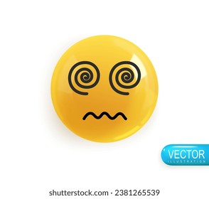 Emoji face. Realistic 3d design. Emoticon yellow glossy color. Icon in plastic cartoon style