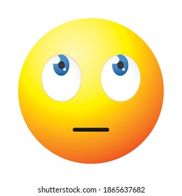 emoji face with rolling eyes over white background, colorful design, vector illustration