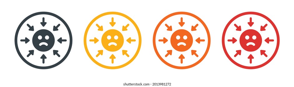 Emoji face with sad, unhappy, pressure icon. Expression concept