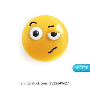 Emoji face sad upset. Emotion Realistic 3d Render. Icon Smile Emoji. Vector yellow glossy emoticons.