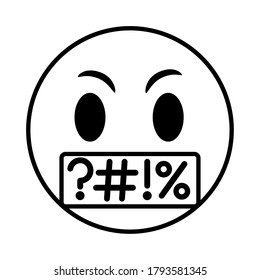 emoji face saying rude line style icon vector illustration design