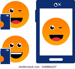 Emoji face selfie time illustration