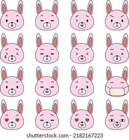 emoji face set , vector rabbit