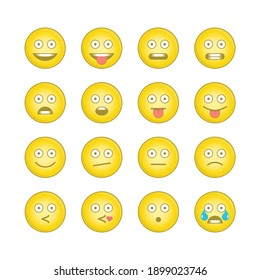 Emoji Face Sets. Icons Emoticons Collection 6 Of 15. Kit Of Emoji Signs. Cartoon Faces Expressing Different Feelings. Big Set High Quality Vector Cartoonish Emoticons. EPS 10.