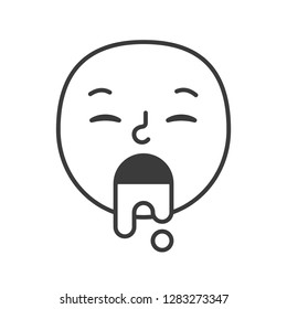 Emoji face sick illness trendy flat line smile black and white. Vector illustration