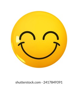 Emoji Face smile. Emotion 3d cartoon icon. Yellow round emoticon. Vector illustration