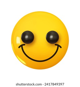 Emoji Face smile. Emotion 3d cartoon icon. Yellow round emoticon. Vector illustration