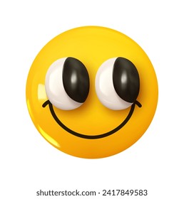 Emoji Face smile Very happy satisfied. Emotion 3d cartoon icon. Yellow round emoticon. Vector illustration