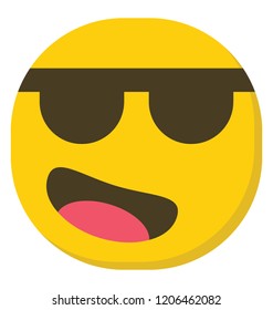 
Emoji face smiling and wearing sunglasses that is used to denote a sense of cool emoji
