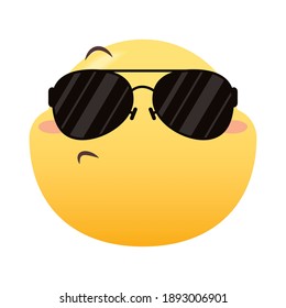 emoji face with summer glasses design, Emoticon cartoon expression and social media theme Vector illustration