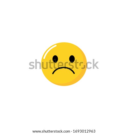 Emoji face that is a little bit sad, with a slight frown and neutral eyes on yellow background