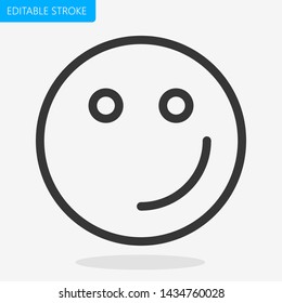 Emoji Face Vector Line Icon Editable Stroke Pixel Perfect