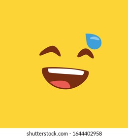 Emoji face in yellow background. Flat style
