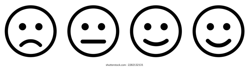 Emoji faces collection. Emojis flat style icons set in happy, smily, positive, sad and negative mode. Emoticons set.