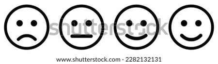 Emoji faces collection. Emojis flat style icons set in happy, smily, positive, sad and negative mode. Emoticons set.