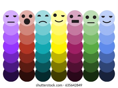 Emoji faces with different colors gradient circles
