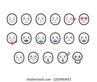 Emoji faces emoticon icons, Cartoon emoji set.