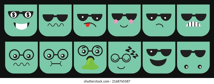 Emoji faces icons vector design bad and good review happy and sad reaction