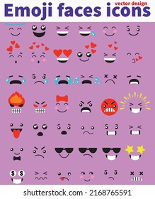 Emoji faces icons vector design bad and good review happy and sad reaction