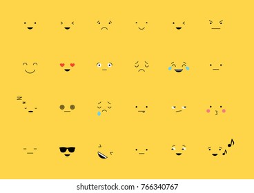 Emoji Faces On Yellow backgorund Vector Illustration