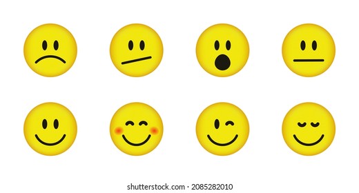 Caras emoticonas. Colorfull emoticons collection. Emojis de estilo plano. Emoji feliz y triste. Vector de acciones