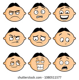 Emoji faces simple icons, thin line symbols. Vector illustration isolated on white background