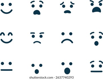 emoji facial expressions. emoticon vector set. isolated on white. Emoji for Web. Anger and compassion. Laughter, tears. Smile sadness surprise. Happiness fear.