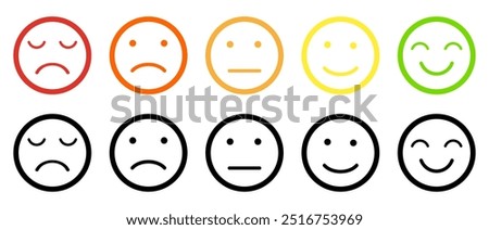 Emoji feedback icon set rating happy neutral sad emoji emotions icons customer satisfaction smiley good bad medium ace reaction colorful servicesymbol sign