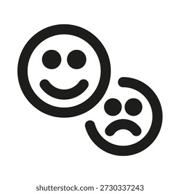 Ícone de linha profissional de feedback de Emoji. Ícone vetor de linha profissional com reações modernas e conceito de avaliação, design de contorno limpo mínimo e símbolo de resposta escalável

