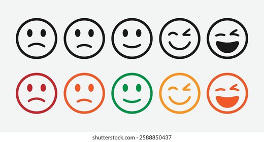 Emoji Feedback Rating Scale. Emoji Rating Icons Set. Customer Rating Emoji Icons. Emotional Rating Scale Icons.