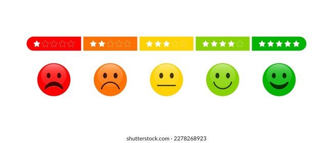 Emoji feedback scale with stars line Icon. Customer's service and evaluation review sign. Angry, sad, neutral and happy emoticon set. Emoticon feedback. Vector illustration