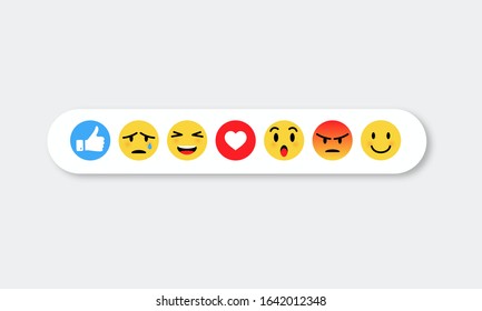 Emoji Feeling Faces Communication Elements in yellow ball bubble flat face social media icon stickers EPS10 vector illustration